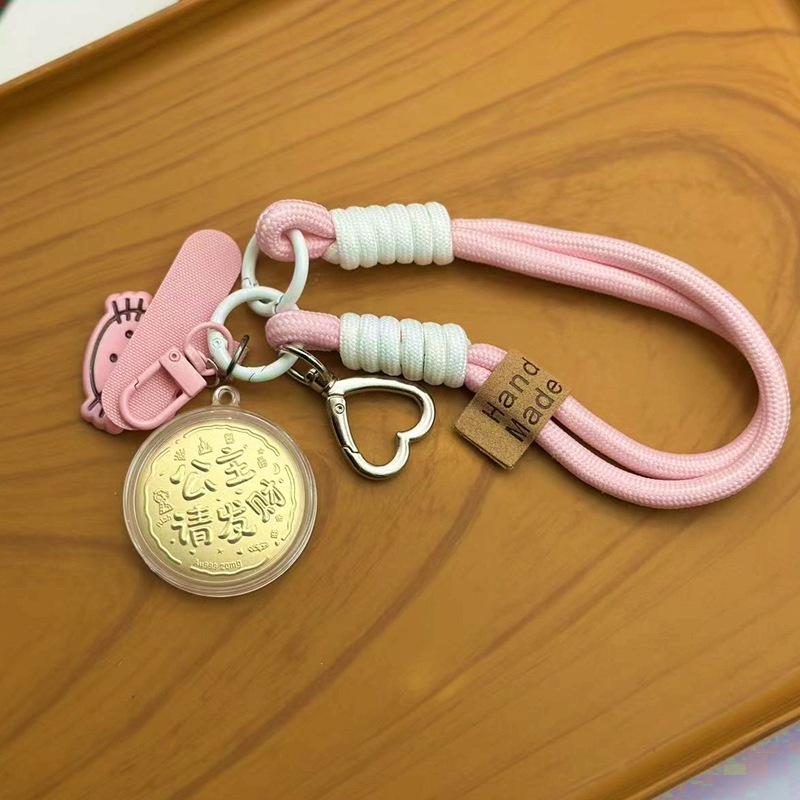 プリンセス、金持ちになってください 純金999キーホルダー かわいいミルクティーバーガーペンダント 平和と喜び 520バッグペンダント|undefined