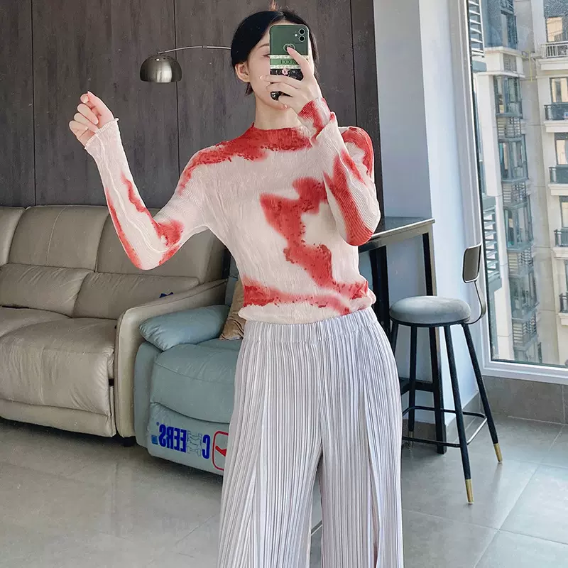 三宅时尚防晒长袖t恤衫女2025新款薄款春夏打底衫针织衫印花上衣