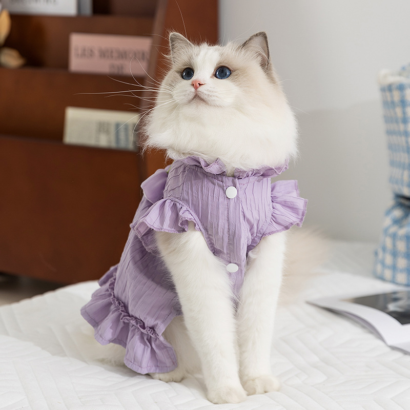 Gato primavera y verano gato pequeño gato sin pelo primavera tulipan vestido de princesa doblado vestido de perro vestido de mascota