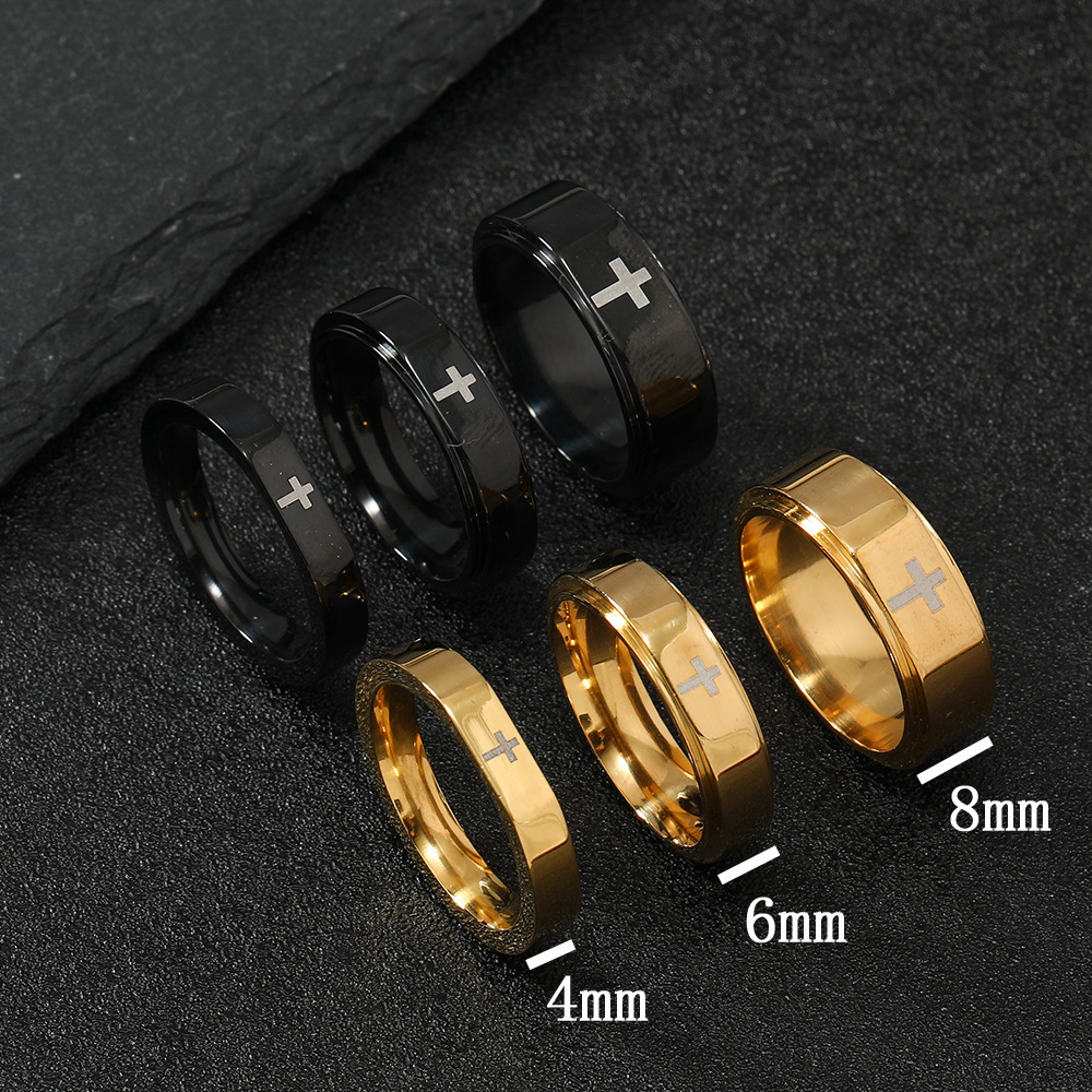 Stainless Steel Simple Style Cross Plating Rings display picture 1