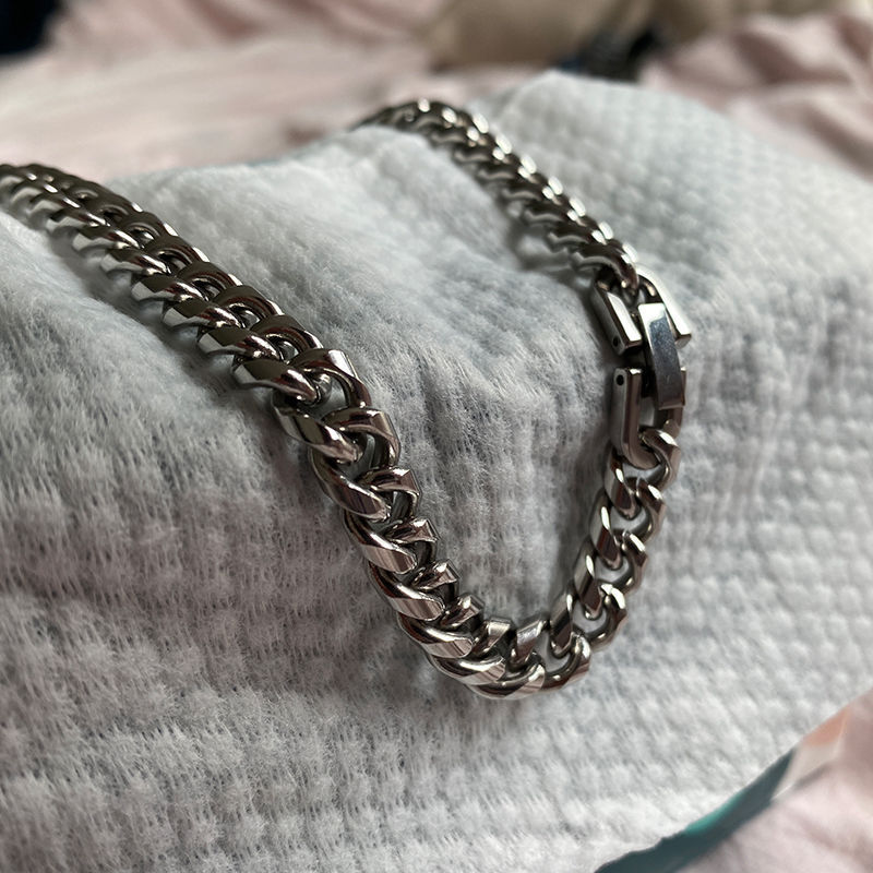 Collier cubain pour homme en acier titane inoxydable, accessoire hip-hop polyvalent, bijou chaîne clavicule inaltérable_voghion.com