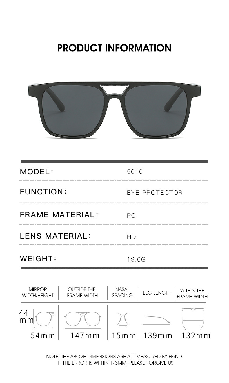 50g Weight Full Frame Glasses Structure Sunglasses Classification Tac, UV400 Protection Lens Material Square Glasses Style Outdoor, Travel Occasion Geometric Pattern Unisex Gender Streetwear Style Streetwear Geometric Tac UV400 Protection Square Full Frame Women's Sunglasses 3