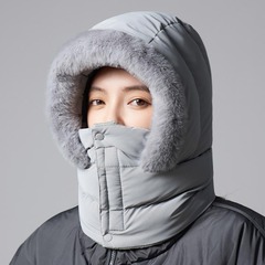 棉帽雷锋帽女冬围脖一体百搭加厚保暖套头全脸防风骑车头盔帽子男
