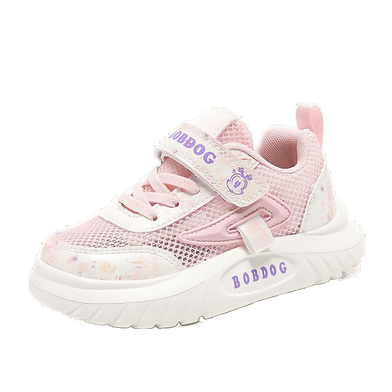 Babudou zapatos para niños zapatos deportivos para niñas 2025 estilo de verano zapatillas de deporte para niños de una sola red zapatos de papá de suela blanda para niñas ligeras