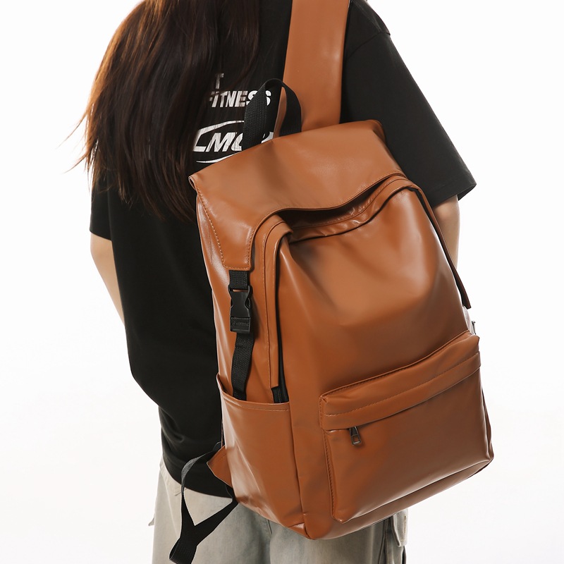 Trendy New Backpack Forest Style Vintage Feel PU Soft Leather Work Large Capacity Couple Casual Student School Bag_voghion.com