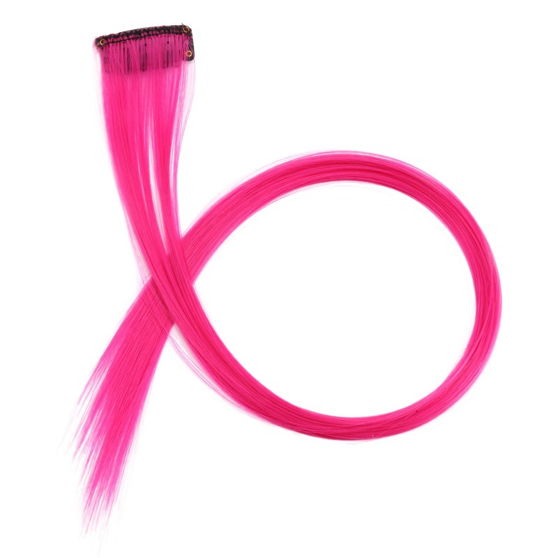 Wig Piece Long Hair Colorfulful Ear-Hanging Patch Highlighted One-Piece Invisible Hair Piece Rainbow Luminous High-Temperature Silk Hair Extension Piece