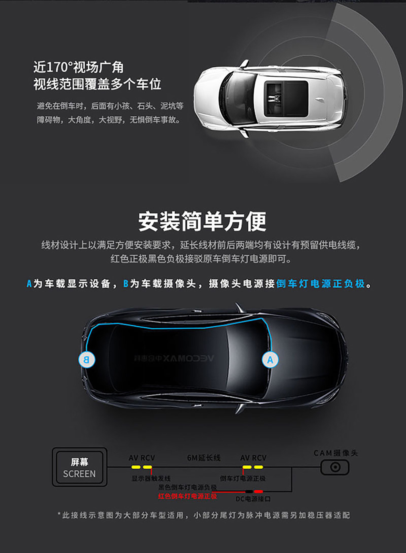 AHD720p high-definition wide-angle superior light car camera, in-car AHD high-definition reversing image probe, fisheye camera