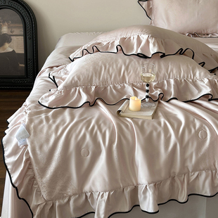 French Summer Cool Tencel Cotton Summer Quilt Romantic Jacquard Ruffle Summer Quilt Washable Silk Air Conditioning Quilt
