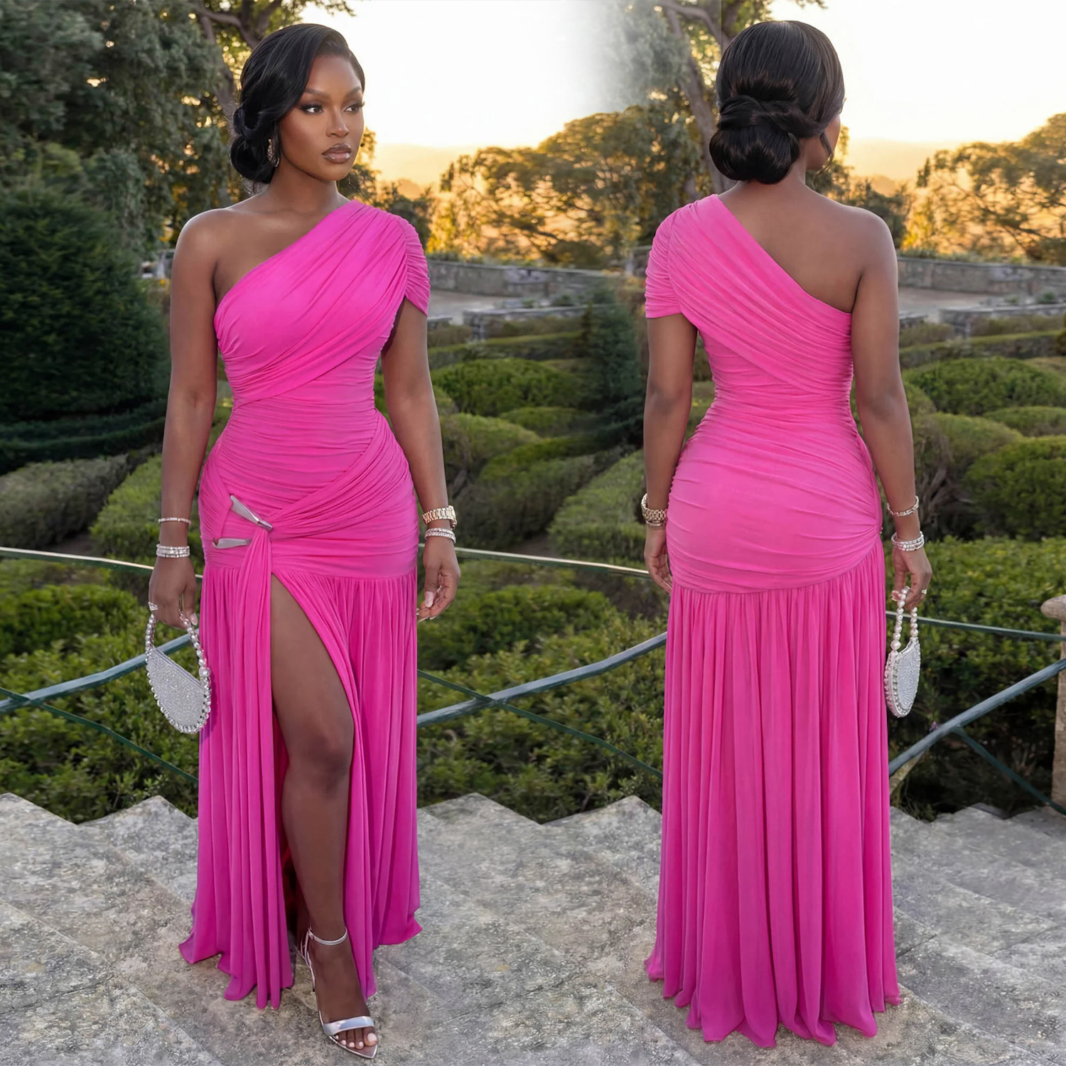 Modisches Damen Kleid Mit Asymmetrischem Ausschnitt Sexy_voghion.com