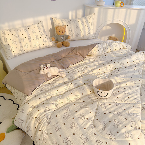 2024 New Model A-Type Double-layer Soybean Fabric Printed Spring and Autumn Four-Season Blanket with Thick Warm Winter Blanket Core Wholesale