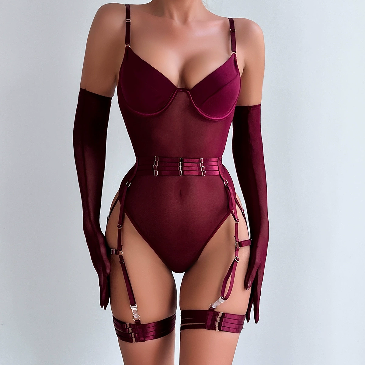 (Кросс-бордерная торговля), нижнее белье, пояс, перчатки, комплект, европейский стиль, без упоминания маркета, slim fit, 3 предмета комплект, (Физические)