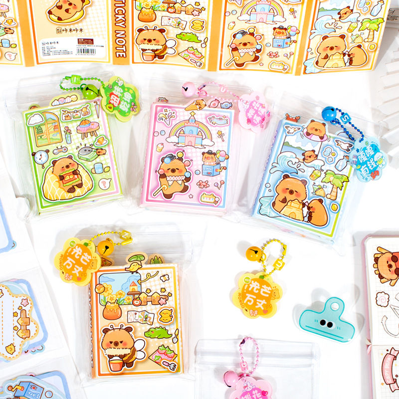 Capi Bell 40% de descuento en notas adhesivas Bolsa ziplock de alto valor Libro de visitas portátil Papel de notas rasgable Papelería para estudiantes de primaria