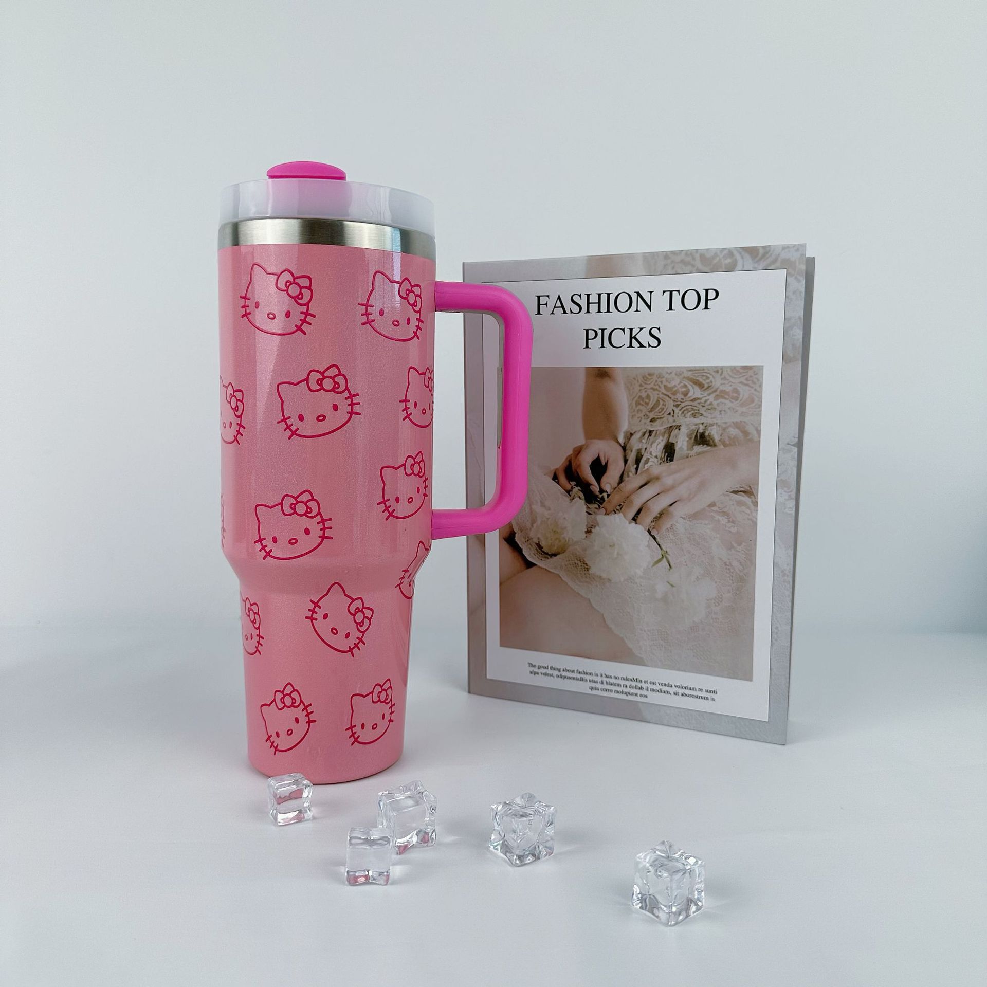 TEMU Cross-Border 40oz Icemaster Cup acero inoxidable kt gato caricatura taza caliente de gran capacidad portátil taza de automóvil
