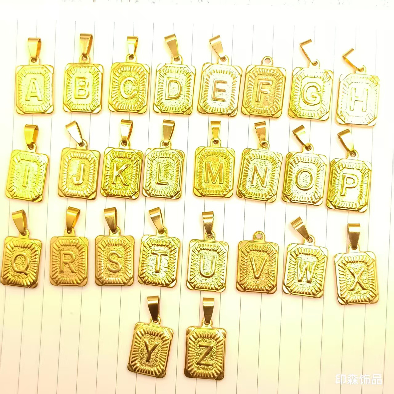 European and American Ins Stylish Hip-Hop Style 26-Letter Square Clavicle Chain for Women, Street Versatile Titanium Steel Plated 18K Gold Pendant