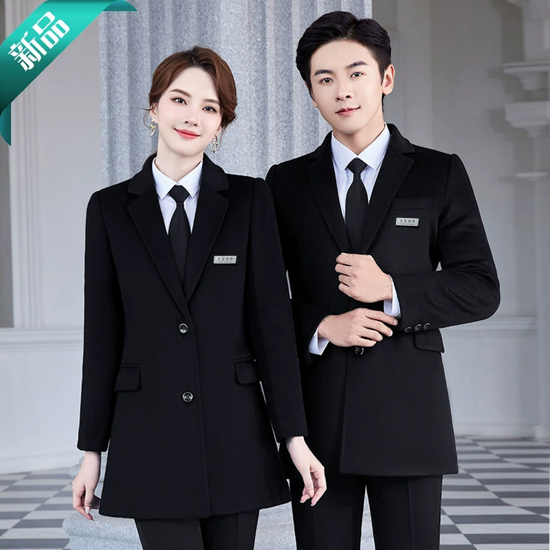Профессиональное шерстяное пальто женское зимнее пальто средней длины бижутерия гостиничная недвижимость 4S магазин отдел продаж банковская Спецодежда
