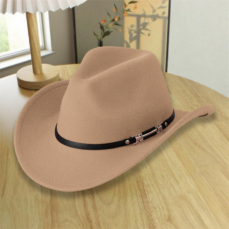 Sombrero nacional de feltro de estilo masculino, sombrero de vaquero occidental, sombrero de bordes retro, sombrero de caballo, fábrica al por mayor, venta caliente para mujeres