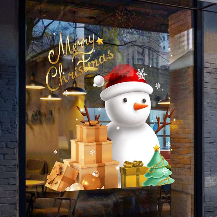 圣诞节装饰场景氛围布置窗贴节日圣诞树装扮静电贴橱窗玻璃门贴纸