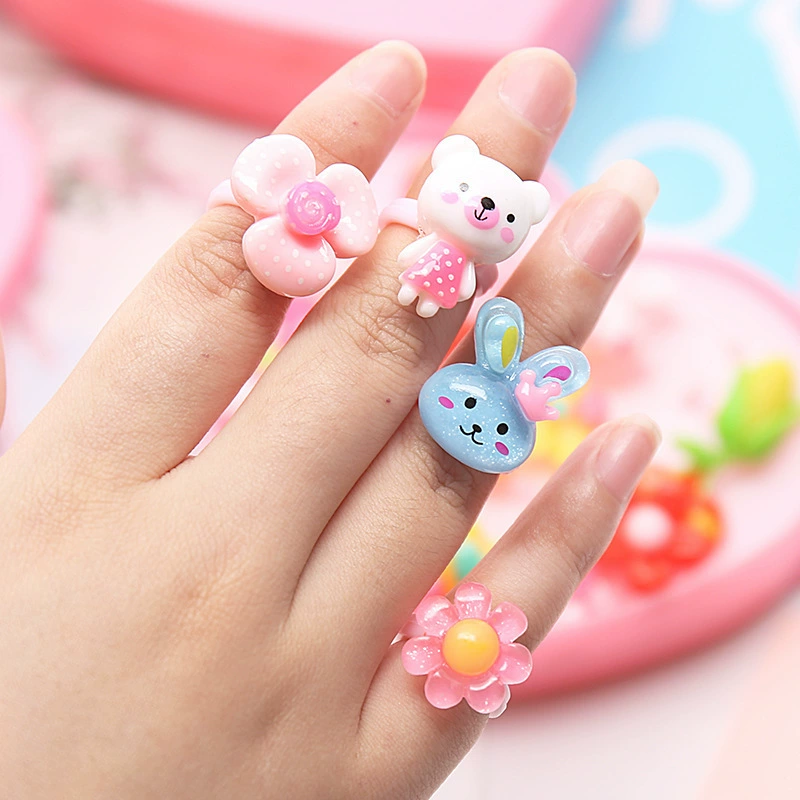 Children's ring, accessory, cartoon plastic storage system for early age, Birthday gift