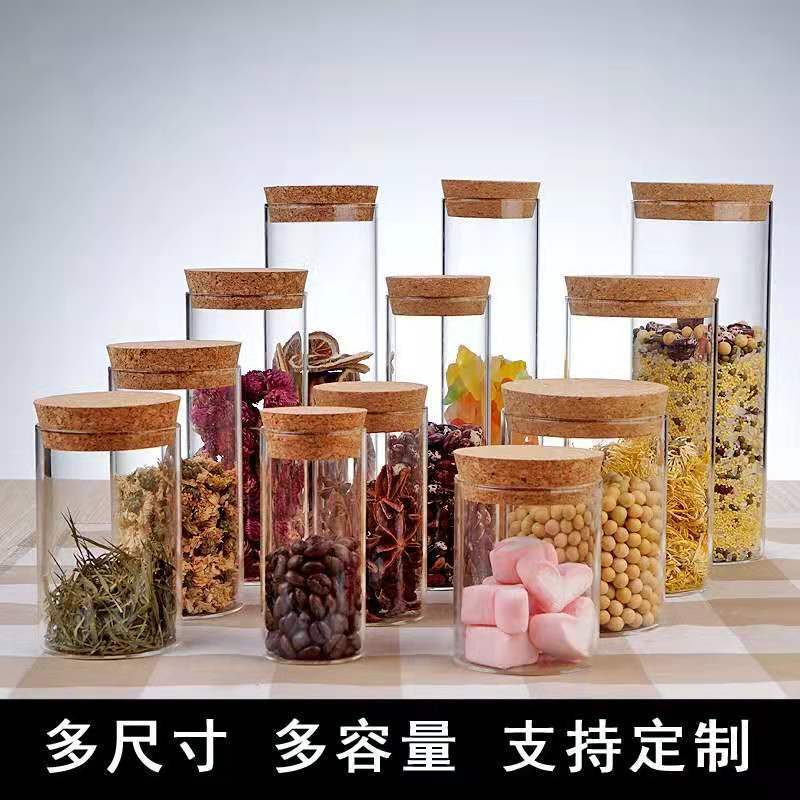Venta al por mayor tarro de té resistente al calor de vidrio sellado tarro transparente frasco de almacenamiento de fruta seca botella de almacenamiento de bocadillos tarro de caramelo tapa de Bambú