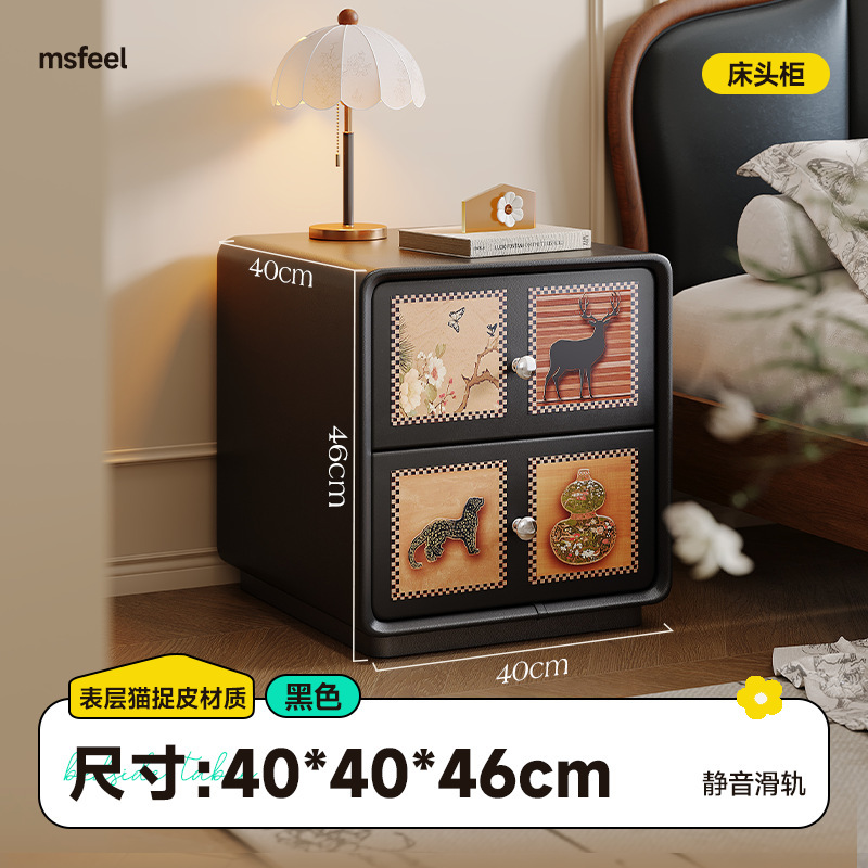 Medieval estilo de madera maciza mesilla de cama 2025 nuevo tipo de dormitorio casero gabinete de almacenamiento creativo retrógrado simple gabinete de la cama