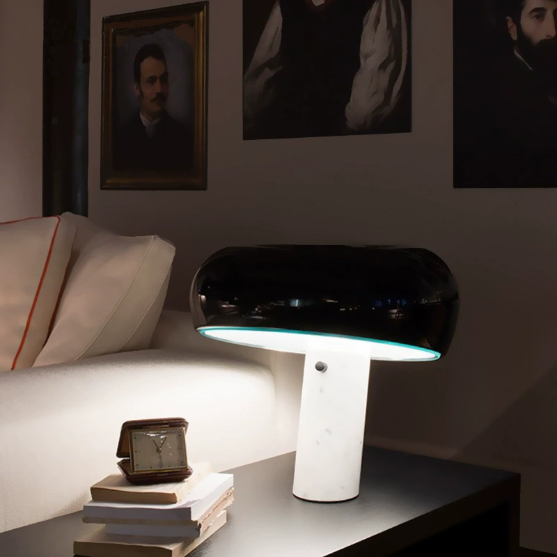 Nuby, snoopy, modern and minimalistic marble table lamp for living room for bed, Italy
