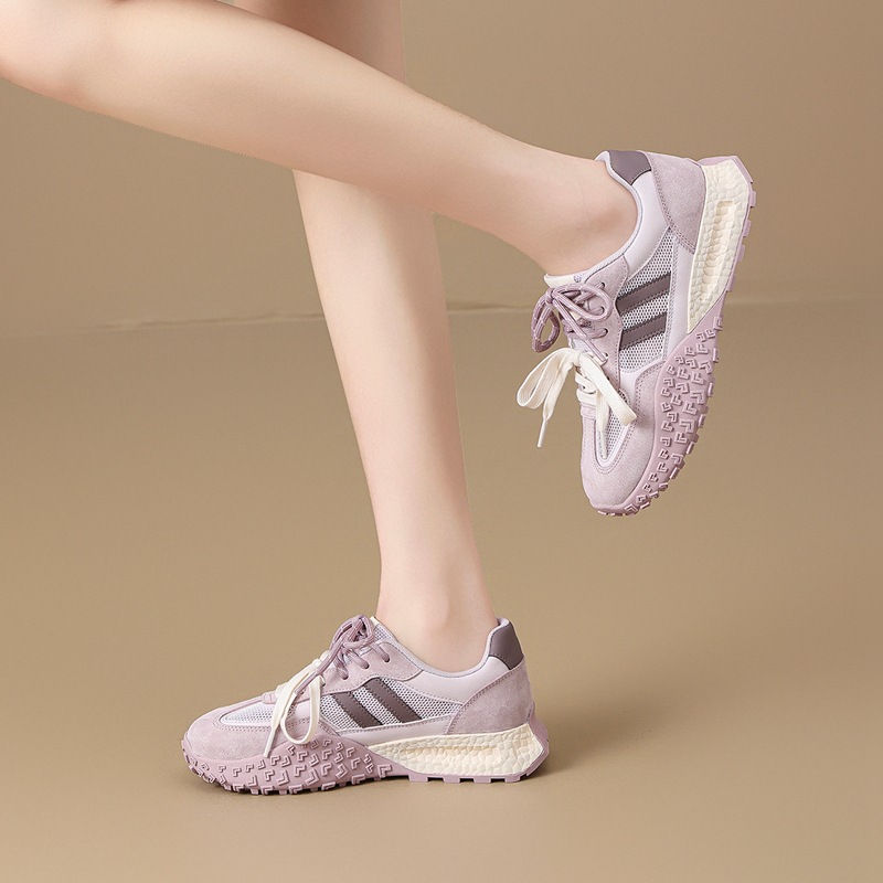 Giày sneaker nữ đế dày mesh thoáng khí phong cách cổ điển — Màu tím khoai môn KS129E