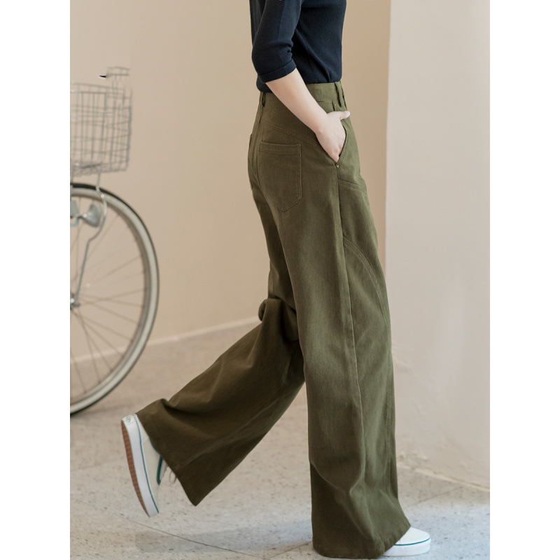 高腰直筒牛仔褲女2025秋季新款休閒顯瘦百搭闊腿拖地褲工裝牛仔褲