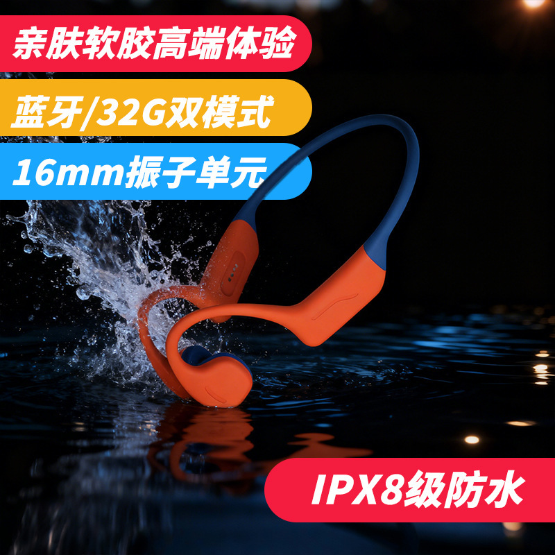 Yiyin Bone Conduction Bluetooth Headset Waterproof 32g Sports Style Wireless Outdoor Running, Cycling, Swimming Neck-Hanging Type