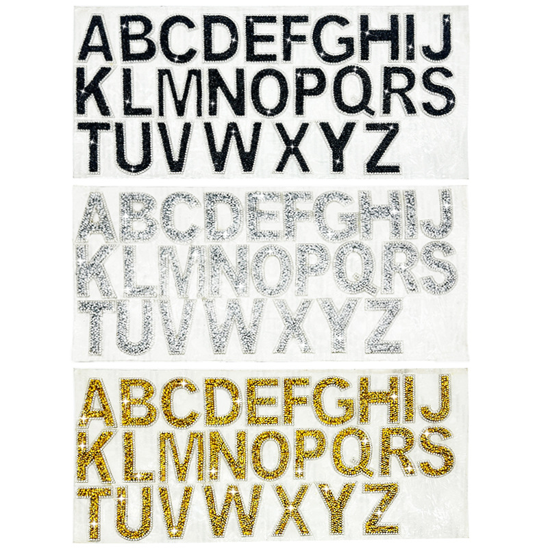 Nuevos productos 26 letras inglesas toda la tela de perforación caliente parche de ropa sombrero diamante joyas accesorios diamante