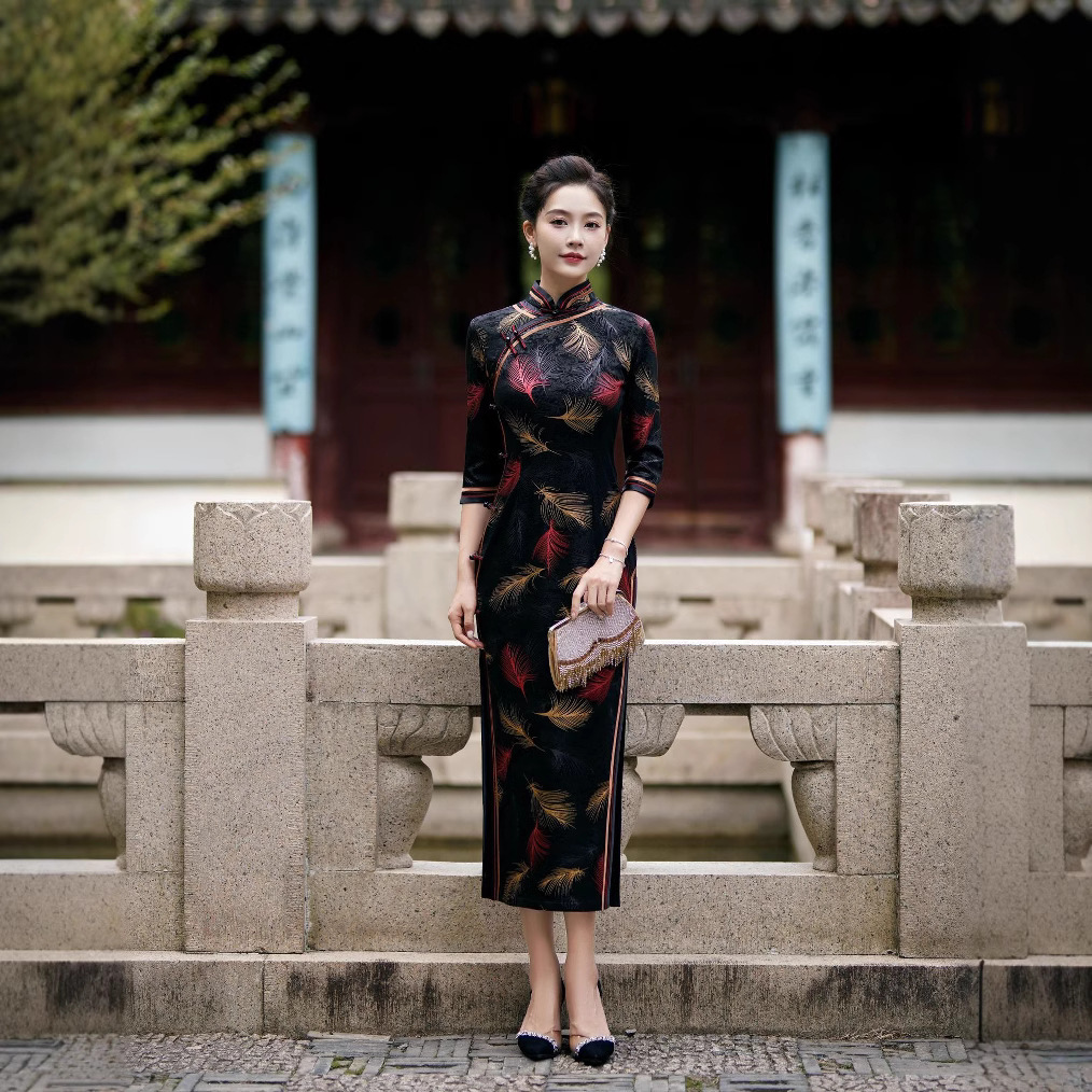 Demi-season retro fashionable elegant long long-sleeve
