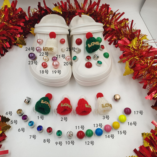 New original Christmas series Crocs accessories Removable shoe buckles Shoe flower accessories Christmas hats Beads accessories