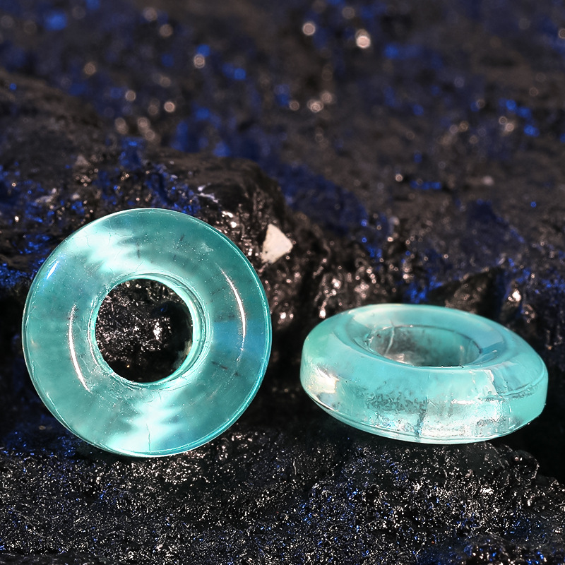 Accesorios de la joyería DIY 10mm círculo colorido anillo de ejecución de cristal agujero grande perlas de vidrio pulsera espaciador perlas sueltas al por mayor