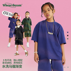 Champion brand children's clothing | 2023 Spring 285G washed monkey gradient pure cotton short sleeve American retro unisex kids T