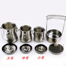 厂家直销不锈钢加厚带盖绘画油壶 油画调色器皿 双层金属洗笔筒