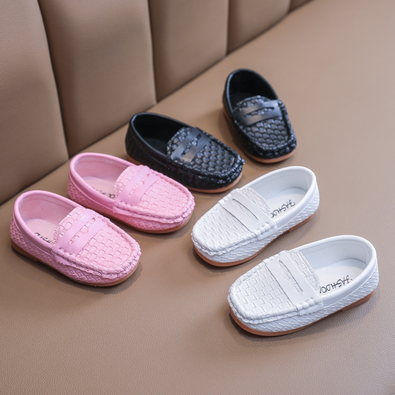 Zapatos de bebé, zapatos de cuero, modelos de primavera y otoño, zapatos para niños, zapatos de guisantes tejidos, niñas de 1-3 años, zapatos para niños coreanos, suela suave y cómoda