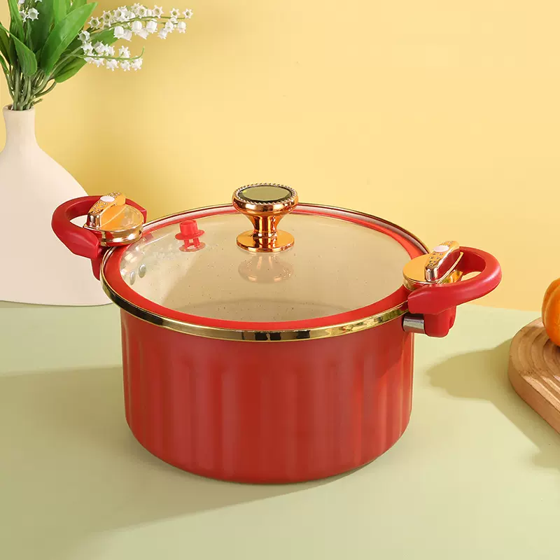 新款罗马假日微压锅家用大容量不粘汤锅加厚多功能双耳汤煲压力锅