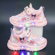 带灯女童运动鞋2025秋冬新款加绒保暖休闲鞋中小童皮面防水跑步鞋