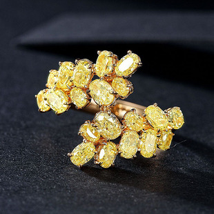 18K Gold Natural Diamond Ring Women Ring Wedding Ring 3.30 karat Branch Oval Egg Shaped Diamond Ring Inlay Factory