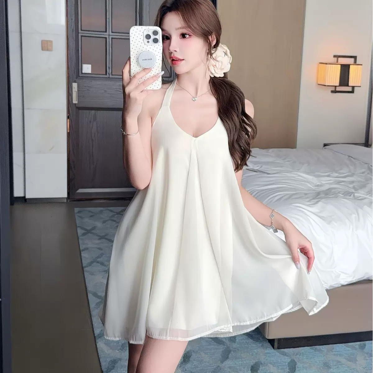 性感睡衣女挂脖蓬蓬裙纯欲吊带睡裙美背新款家居服可外穿可跨境