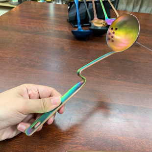304 Stainless Steel Z-Shaped Integrated Hot Pot Spoon with Creative Side Leakage Filter Residue Spoon Multi-Purpose Hanging Soup Shell Soup Colander