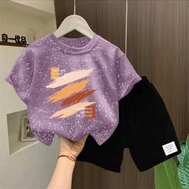 男女童2026新款中大童满天星纯棉短袖T恤宝宝夏季运动短裤两件套