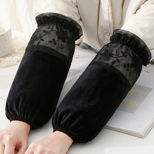 Autumn and Winter Korean style fashionable lace flannel long anti-fouling oversleeve female adult student work down jacket oversleeve