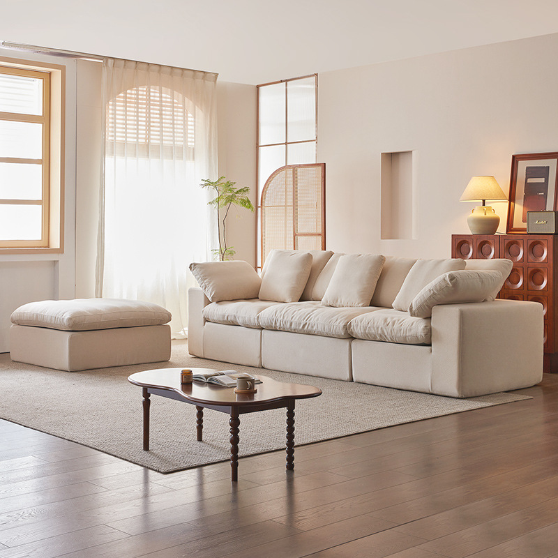 Viento tranquilo italiano simple comercio exterior sofá transfronterizo compresión sin hueso esponja tela de lana enrollada en línea sofá sala de estar