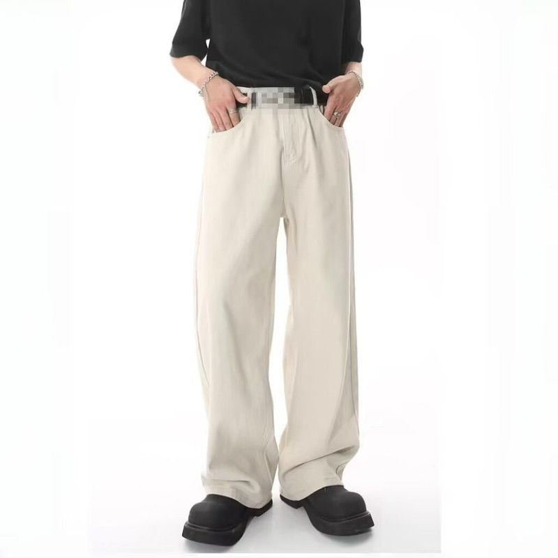 Vintage Washed Loose Straight-Leg Jeans Floor-Length Wide-Leg Pants Unisex Trendy Niche Floor-Length Pants Fashion