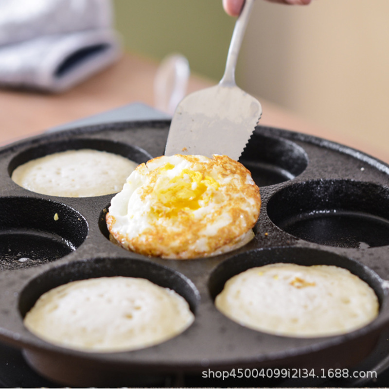 Olla de tortilla de siete orificios Tienda de huevos comercial Huevo escalfado doméstico Huevo Huevo Hamburguesa Olla de bola de masa de huevo pequeña artefacto de desayuno especial