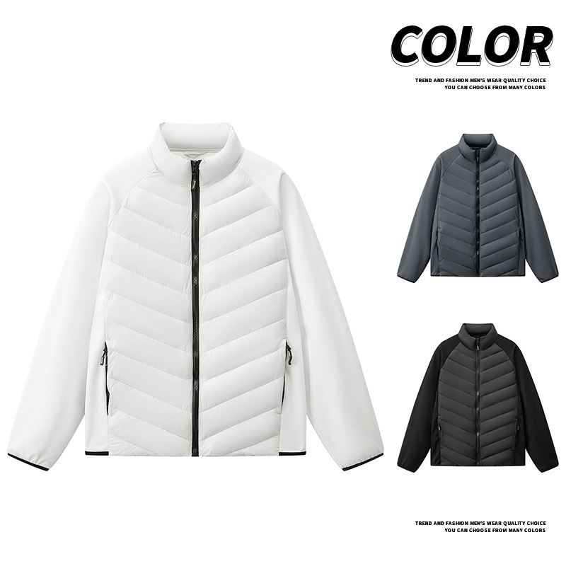 Stand-up collar jacket, unisex, lightweight quilted down jacket for autumn and winter, warm, simple, casual, men's patchwork cotton jacket Stand-up collar jacket, unisex, lightweight quilted down jacket for autumn and winter, warm, simple, casual, men's patchwork cotton jacket