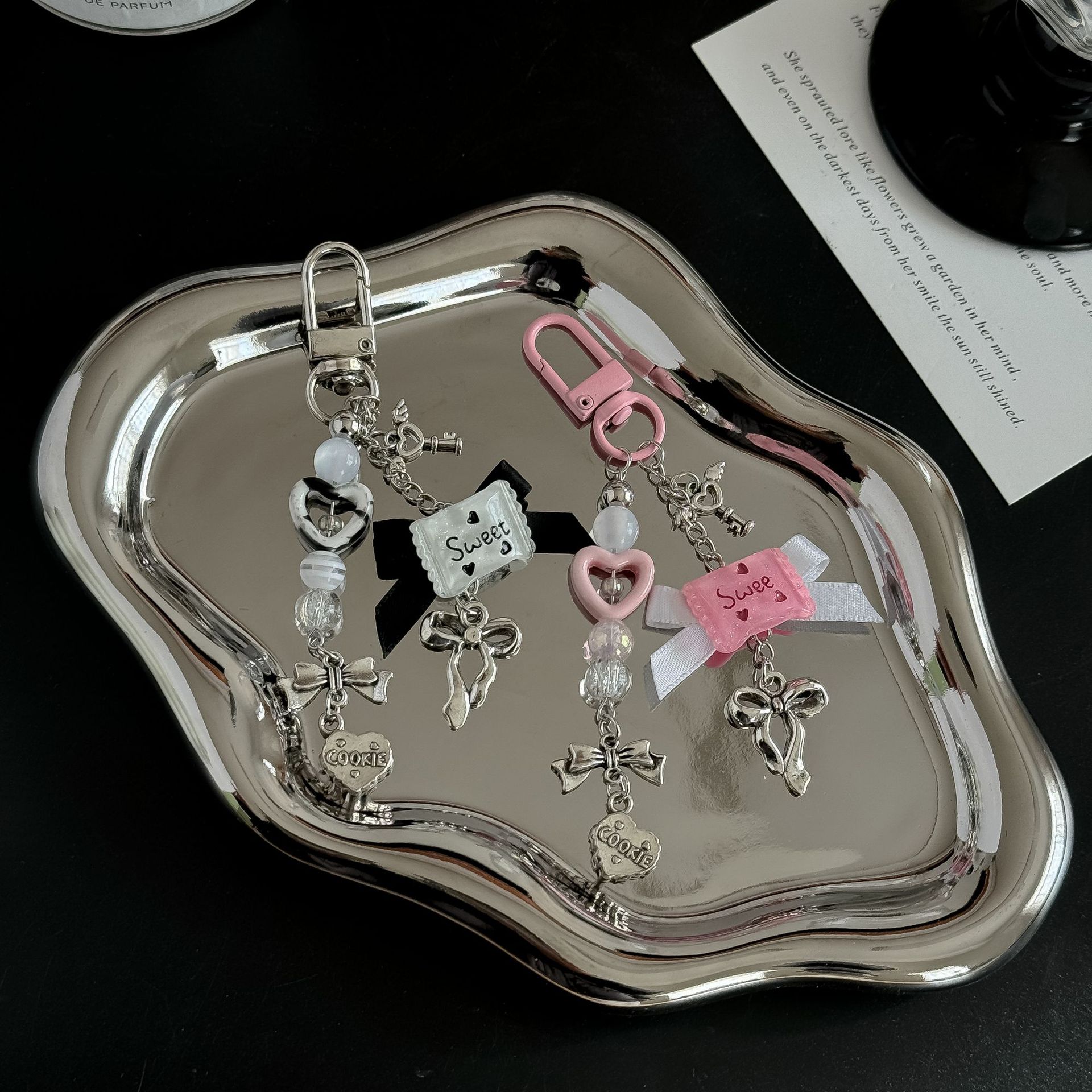 Korean Sweet Ceramic Heart Candy Mobile Phone Pendant Girls Bow Bag Pendant Personalized Key Chain Hanging Chain