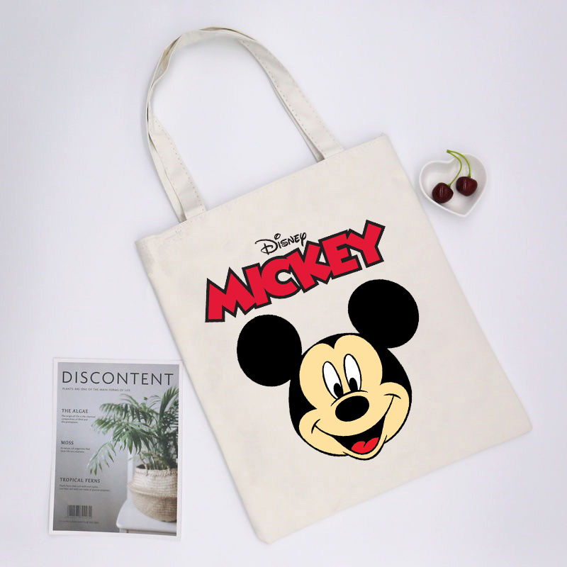 Mickey Minnie Mouse impreso bolsa de lona bolso de hombro bolso plegable bolso de compras
