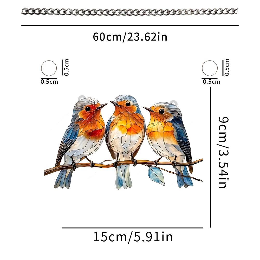 Año Nuevo tres aves y abejas serie de animales acrílicos planos 2D decoración de la ventana de la fiesta listada