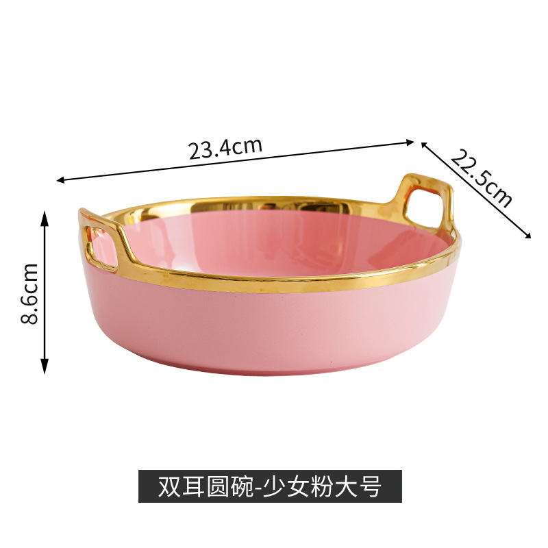 Nordic inswind cerámica de doble oreja tazón red doméstica lujo ligero Phnom Penh fruta tazón de ensalada tazón de cereales de yogur tazón de sopa